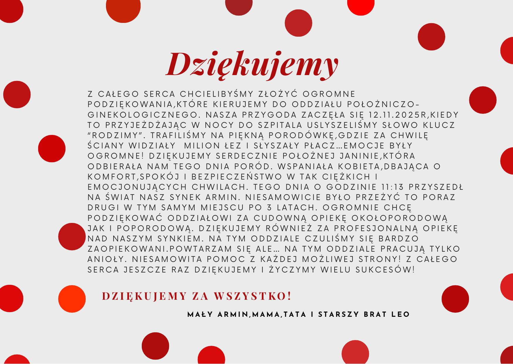 Turkusowa Kropki Dzien Nauczyciela Podziekowanie Kartka